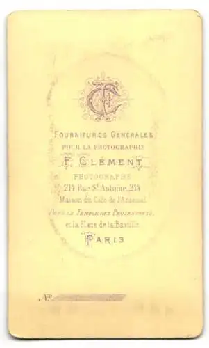 Fotografie P. Clément, Paris, Rue St. Antoine 214, Porträt eines Herrn mit Bart
