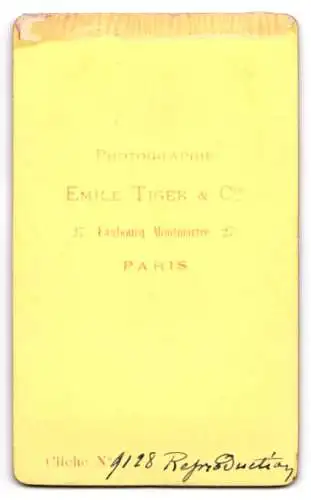 Fotografie Emile Tiger & Cie, Paris, Faubourg Montmartre 27, Porträt einer Dame