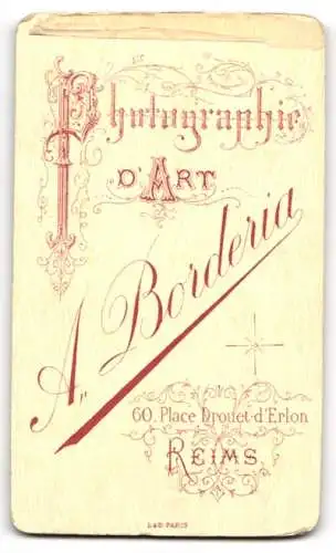 Fotografie A. Borderia, Reims, Place Drouet d`Erlon 60, Porträt eines Mannes mit Bart