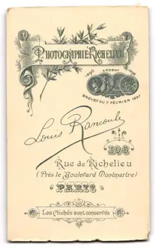 Fotografie Louis Rancoule, Paris, 106 Rue de Richelieu, Porträt einer älteren Dame