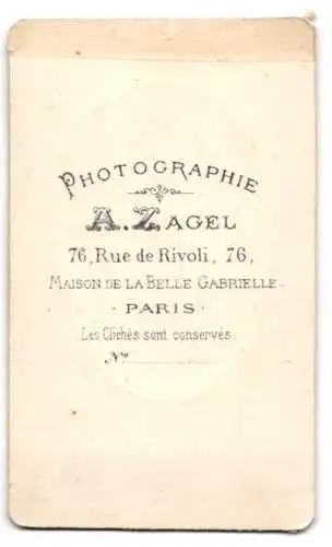 Fotografie A. Zagel, Paris, Rue de Rivoli 76, Porträt einer Frau mit Zopffrisur