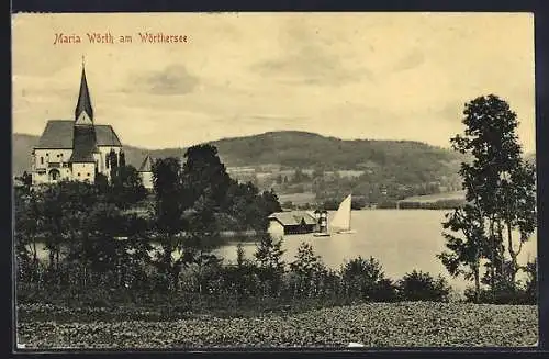 AK Maria Wörth am Wörthersee, Blick zum Ufer