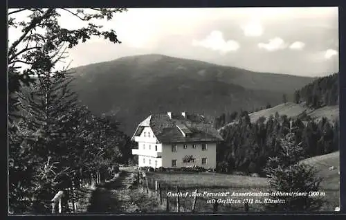 AK Himmelberg /Kärnten, Ausserteuchen, Gasthof zur Fernsicht, Ansicht mit Gerlitzen