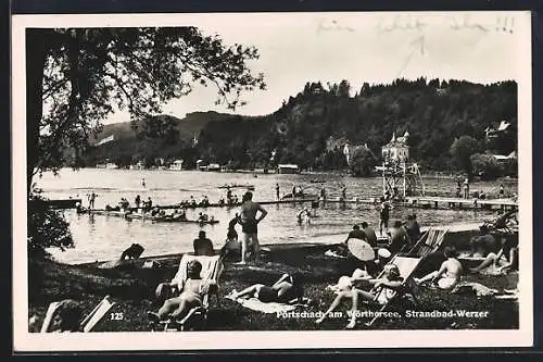 AK Pörtschach am Wörthersee, See mit Strandbad-Werzer