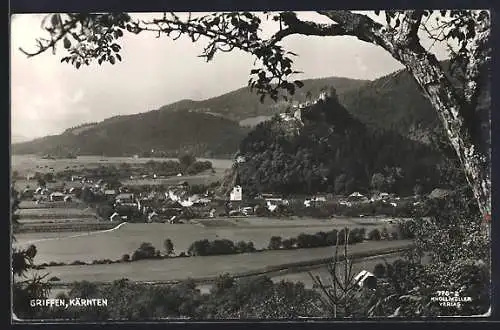 AK Griffen /Kärnten, Ortsansicht vom Wald aus