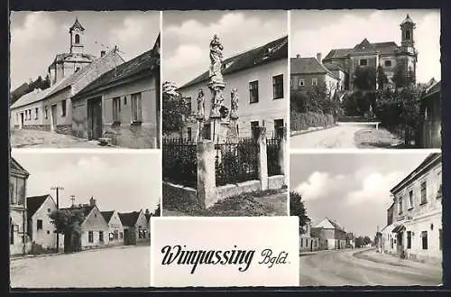 AK Wimpassing /Bgld., Denkmal, Kirche und Strassenpartien