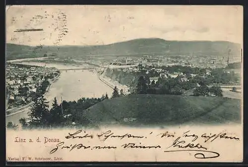 AK Linz a. d. Donau, Teilansicht vom Wald aus