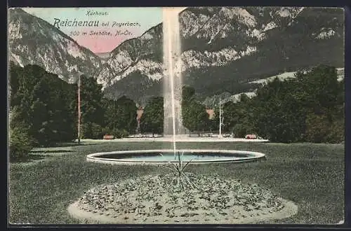 AK Reichenau bei Payerbach, Kurhaus mit Springbrunnen