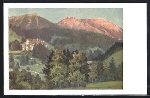 Künstler-AK Göstling-Steinbach /Ybbstal, Panorama mit Dürrenstein