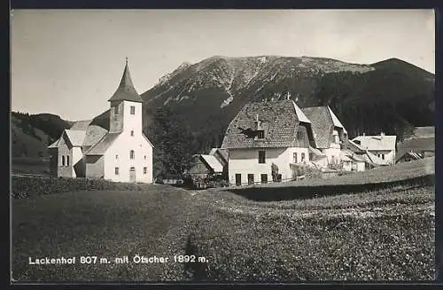 AK Lackenhof, Ortspartie mit Kirche und Ötscher