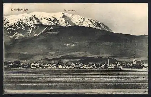 AK Neunkirchen, Ortsansicht mit Schneeberg