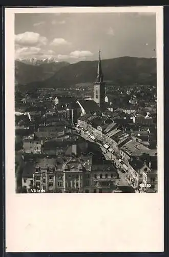 AK Villach, Strassenpartie aus der Vogelschau