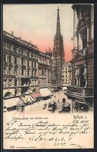 AK Wien, Stefansdom vom Graben aus