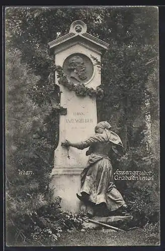 AK Wien, Zentralfriedhof, Anzengruber Grabdenkmal