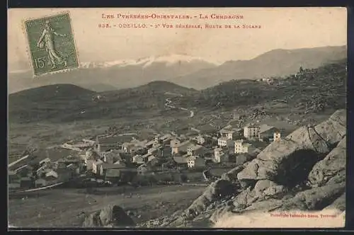 AK Odeillo, Vue générale, Route de la Solane