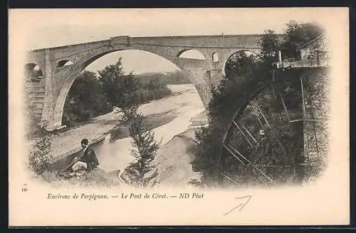 AK Perpignan, Le Pont de Céret et paysage fluvial