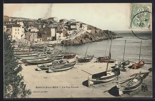 AK Banyuls-sur-Mer, Le Cap Doune et les bateaux sur la plage