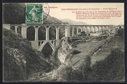 AK Fontpédrouse, Pont Séjourné sur la ligne du Chemin de fer électrique Villefranche-Bourg-Madame