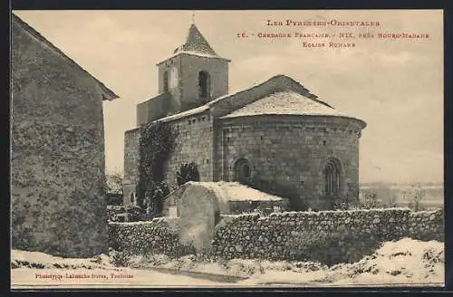 AK Hix, Église romane sous la neige près de Bourg-Madame