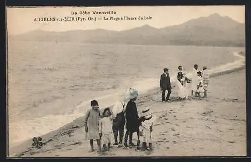 AK Argelès-sur-Mer, La Plage à l`heure du bain