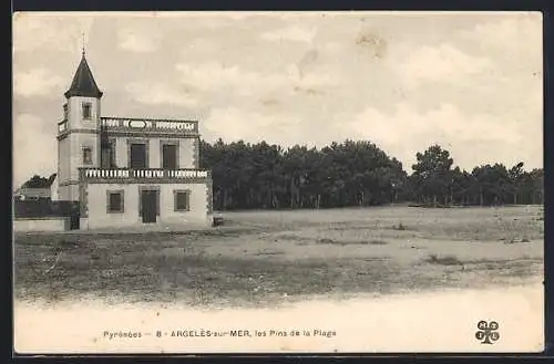 AK Argelès-sur-Mer, les Pins de la Plage et bâtiment en bordure de forêt