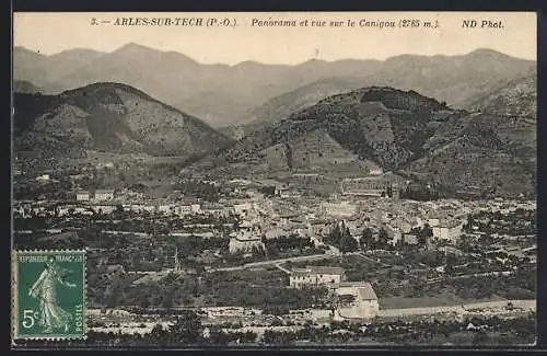 AK Arles-sur-Tech, Panorama et vue sur le Canigou (2785 m)