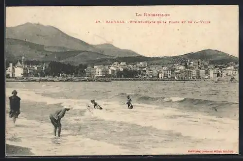 AK Banyuls, Vue générale de la plage et de la ville