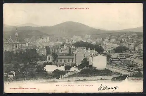 AK Banyuls, Vue générale des Pyrénées-Orientales