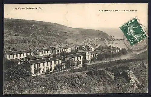 AK Banyuls-sur-Mer, Vue du sanatorium dans le paysage côtier