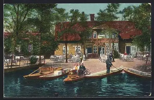 AK Lehde / Spreewald, Gasthaus zum fröhlichen Hecht