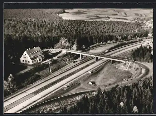 AK Breitenbach /Herzberg, Autobahn-Raststätte Heinrich Stumpf aus der Vogelschau