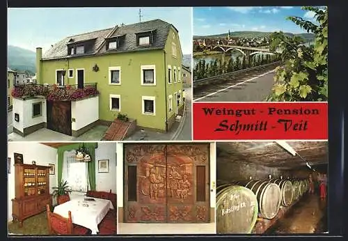 AK Trittenheim /Model, Gasthaus Weingut-Pension Arthur Schmitt-Veit, Aussen- und Innenansichten