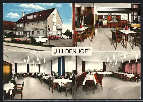 AK Verl, Gasthaus Hildenhof, Innen- und Aussenansicht, Bergstr. 34