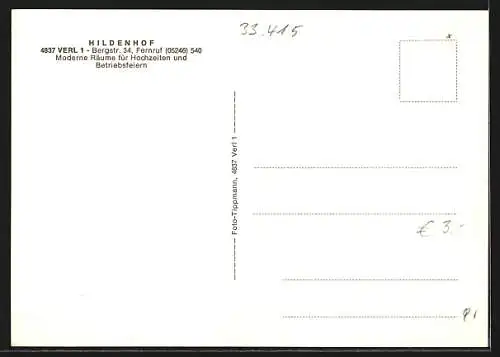 AK Verl, Gasthaus Hildenhof, Innen- und Aussenansicht, Bergstr. 34