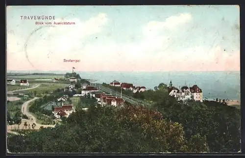 AK Travemünde, Blick vom Aussichtsturm mit Seetempel