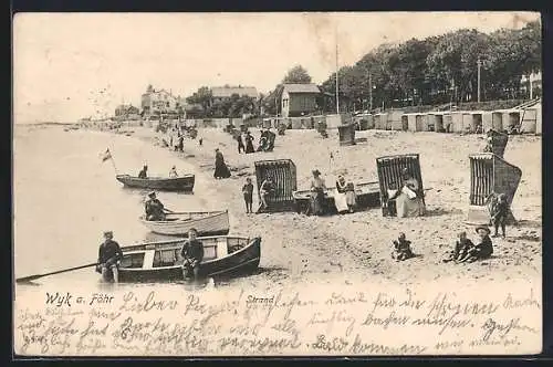 AK Wyk /Föhr, Strand mit Badegästen