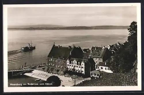 AK Meersburg, Blick auf den Ort vom Känzli aus gesehen, Dampfer