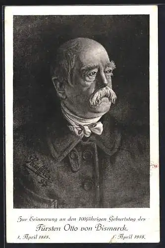 AK 100jähriger Geburtstag des Fürsten Otto von Bismarck