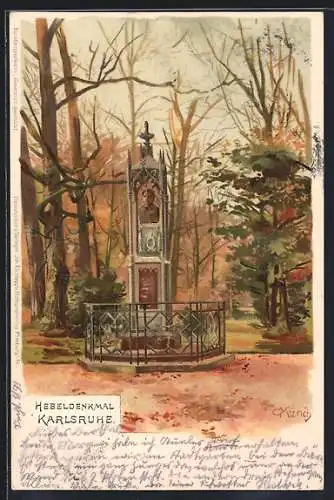 Künstler-AK Carl Münch: Karlsruhe, Hebeldenkmal