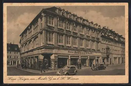 AK Weimar / Thüringen, Geschäftshaus Hans Kröger am Markt G. m. b. H.