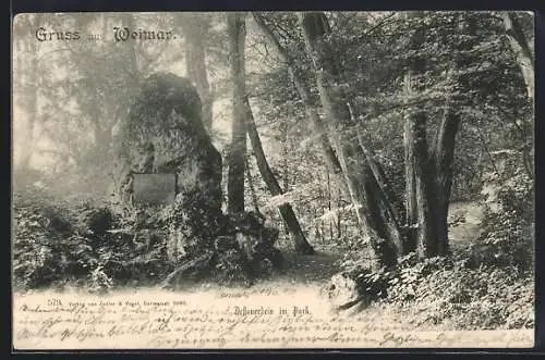 AK Weimar / Thüringen, Dessauerstein im Park