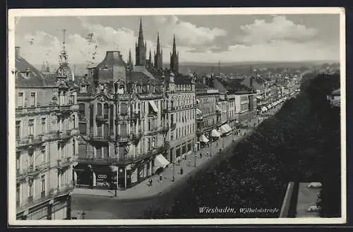 AK Wiesbaden, Blick auf Wilhelmstrasse