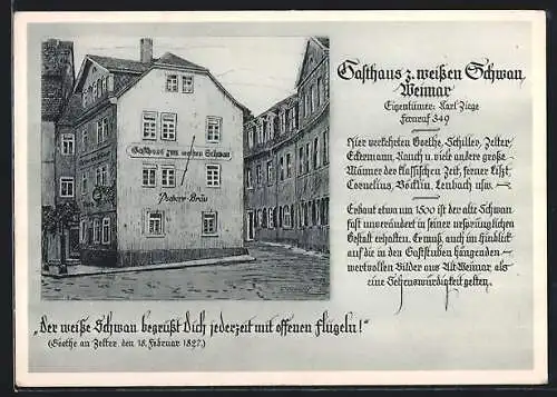 Künstler-AK Weimar / Thüringen, Gasthaus z. weissen Schwan