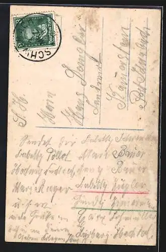 AK Junge und Mädchen an einer Treppe