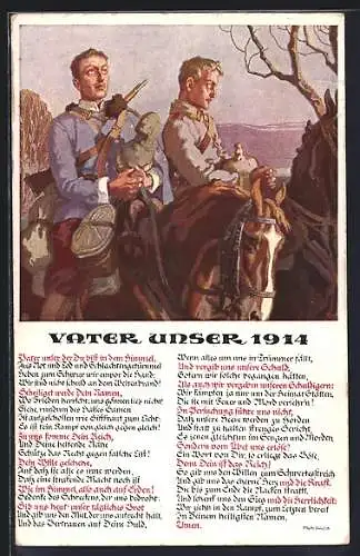 AK Betende Soldaten auf Pferden, Vater unser 1914