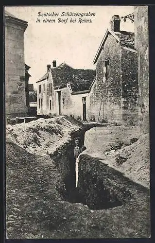 AK Schützengraben in einem Dorf bei Reims