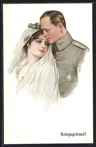 AK Soldat der Luftwaffe in Uniform mit seiner Frau am Tag der Hochzeit