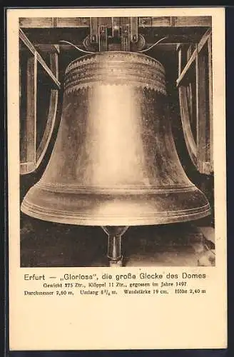 AK Erfurt, Glocke Gloriosa, die grosse Glocke des Domes