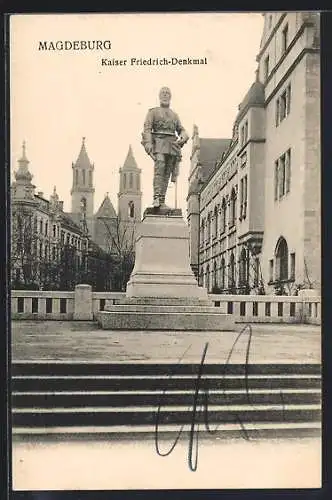 AK Magdeburg, Partie am Kaiser Friedrich-Denkmal