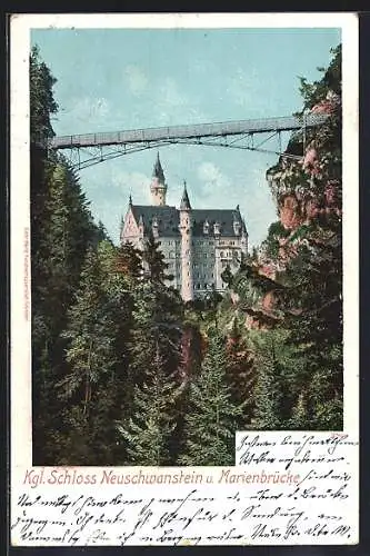 AK Neu-Schwanstein, Schloss & Marienbrücke